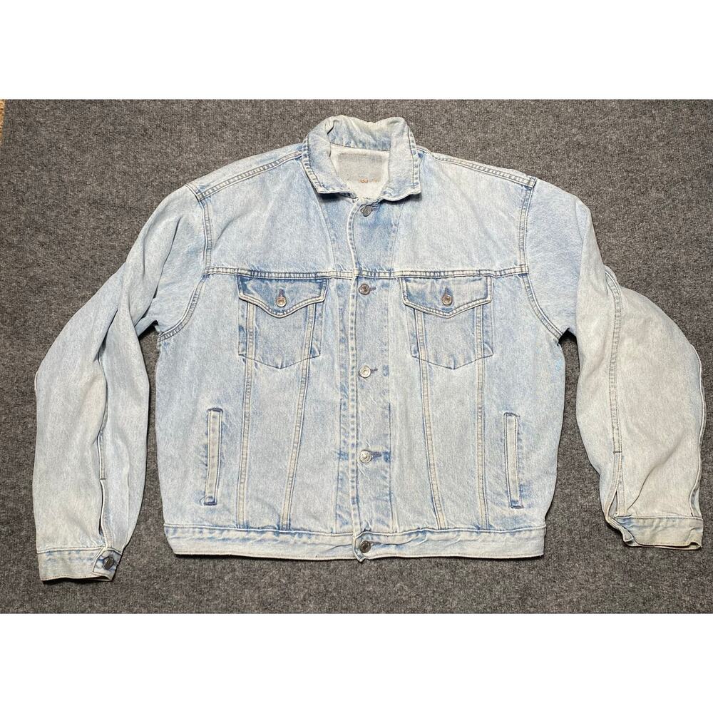 Vintage GAP Blue Jean Trucker Light Wash Denim Jacket Made IN USA Size XXL